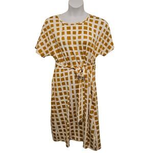 Lularoe Marly Yellow and White Checked Midi Dress 2XL